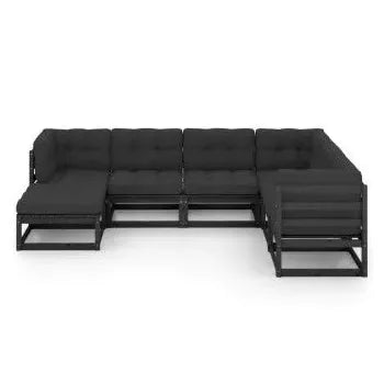 Juego de muebles de jardín con cojines de 7 piezas fabricado en madera de pino y tela de color de vidaXL 3