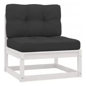 Conjunto de muebles para exterior con seis piezas en madera de pino blanca con cojines color gris de vidaXL 5