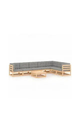 Set de muebles modulares de 8 piezas de madera de pino con cojines en color gris de vidaXL