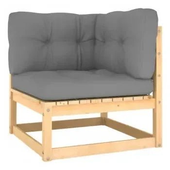 Set de muebles modulares de 8 piezas de madera de pino con cojines en color gris de vidaXL 3