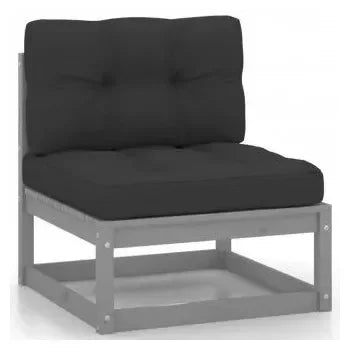 Conjunto de sofás con una mesa fabricados en madera de pino con un acabado gris de vidaXL 4