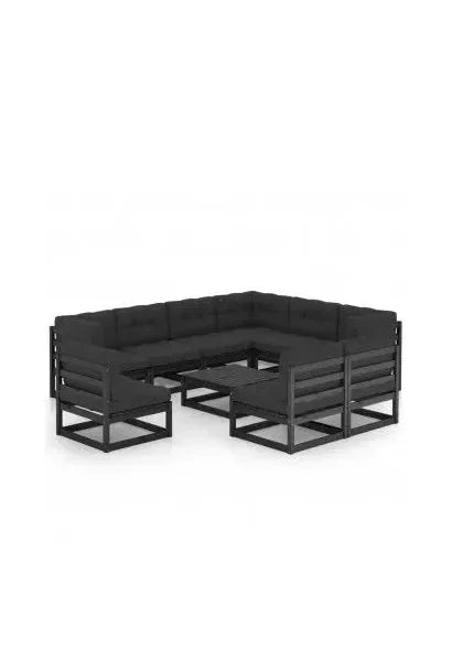 Conjunto de muebles modernos con cojines para el jardín de acabado negro de vidaXL