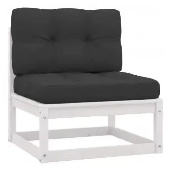 Conjunto mobiliario para jardines fabricado en pino blanco con cojines color gris de vidaXL 4