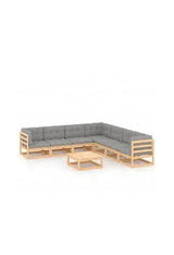 8-piece modular furniture set solid pine wood with grey cushions by vidaXL