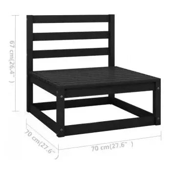 Muebles exteriores para el jardín con 9 piezas fabricadas en pino de color negro de vidaXL 8