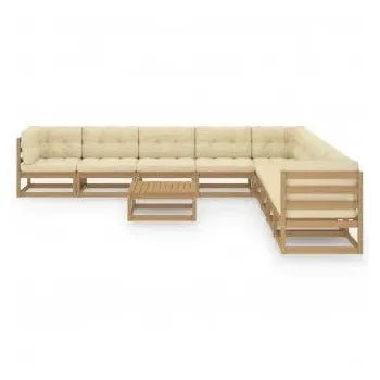 Conjunto de muebles para el exterior fabricado en madera color marrón y crema de vidaXL 2