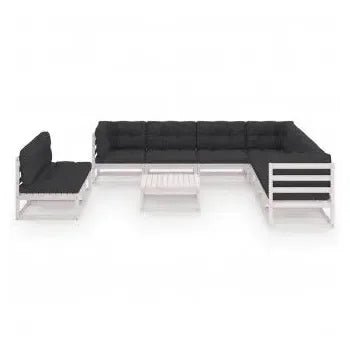 Conjunto de muebles fabricados enmadera de pino para el jardín en color blanco y antracita de vidaXL 2