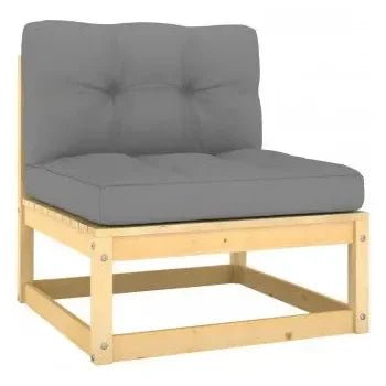 Conjunto de muebles para jardín fabricados en madera robusta con cojines color gris de vidaXL 3