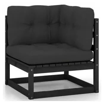 Set de muebles de jardín 12 piezas madera de pino Negra con cojines gris oscuro de vidaXL 3