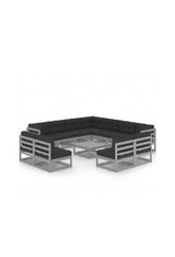12-Piece Outdoor Sofa and Table Set Solid Pinewood Gray
