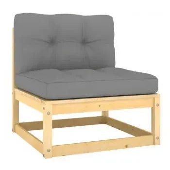 Juego exterior para jardín con 14 piezas fabricadas en madera maciza con cojines color gris de vidaXL 4