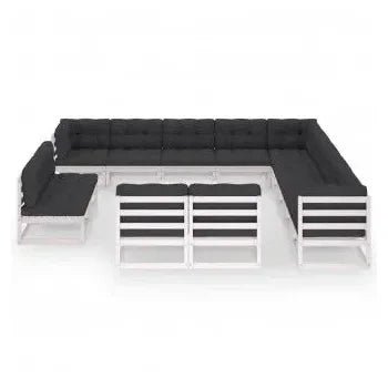 Conjunto de muebles exteriores fabricados en madera maciza en color blanco y gris antracita de vidaXL 2