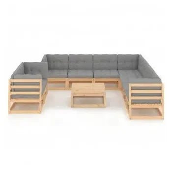 Conjunto mobiliario con una mesa y sofás de diseño modular en color gris de vidaXL 2