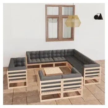 Conjunto de muebles con un diseño moderno para jardín de 12 piezas fabricadas en madera de vidaXL 2