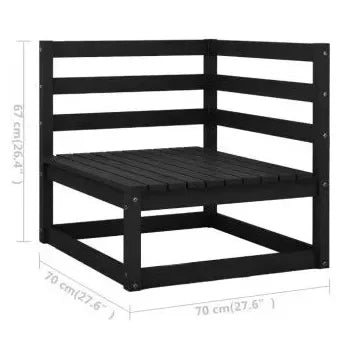 Set de diseño moderno para jardín de 9 piezas fabricadas en madera maciza color negro de vidaXL 8