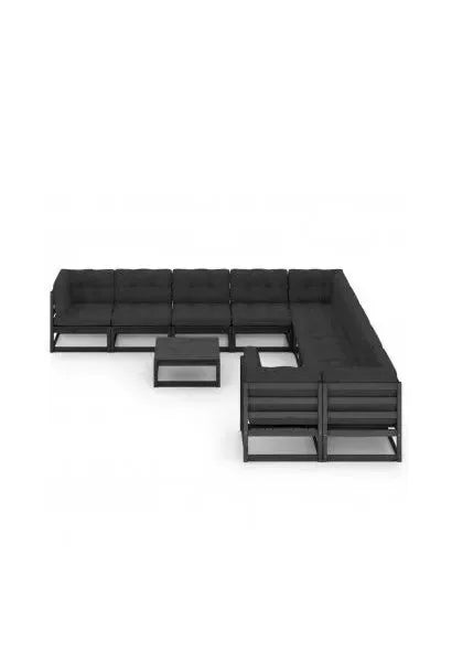 Juego de muebles modulares de jardín madera maciza de pino Negra con cojines de vidaXL