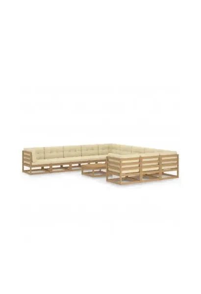 Juego de sofás modulares y mesa para jardín de madera de pino marrón miel de vidaXL