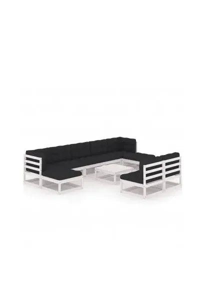 Conjunto de muebles con cojines para jardín de 10 piezas con diseño modular de vidaXL