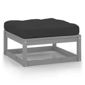 Set de muebles para jardín de 10 piezas con cojines fabricado en madera en color gris de vidaXL 6
