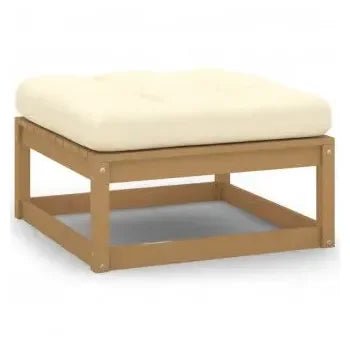 Conjunto de muebles de jardín 10 piezas fabricado en madera con cojines en acabado marrón miel de vidaXL 7