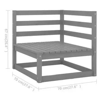 Set de muebles para jardín de 10 piezas con cojines fabricado en madera de pino en color gris de vidaXL 10