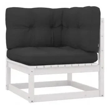 Juego de muebles para jardín de 8 piezas en acabado blanco con cojines Negros de vidaXL 4