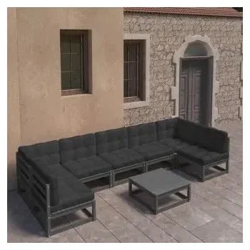 Conjunto de muebles para decorar ambientes exteriores fabricado en madera con 8 piezas en color de vidaXL 2