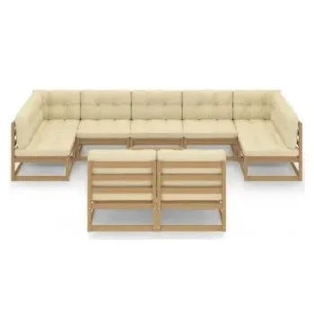 Conjunto de muebles jardín de 10 piezas de madera con acabado marrón miel de vidaXL 3