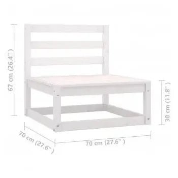 Conjunto de muebles de jardín 12 piezas de madera con cojines en acabado blanco de vidaXL 10