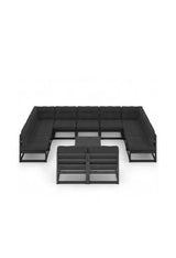 12-piece garden furniture set made of black pine wood with cushions by vidaXL