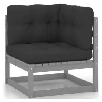 Set de muebles exteriores para jardín y terrazas de 14 piezas con cojines color gris de vidaXL 4