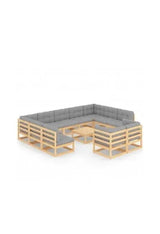 12-Piece Modular Outdoor Furniture Set Solid Pinewood by vidaXL