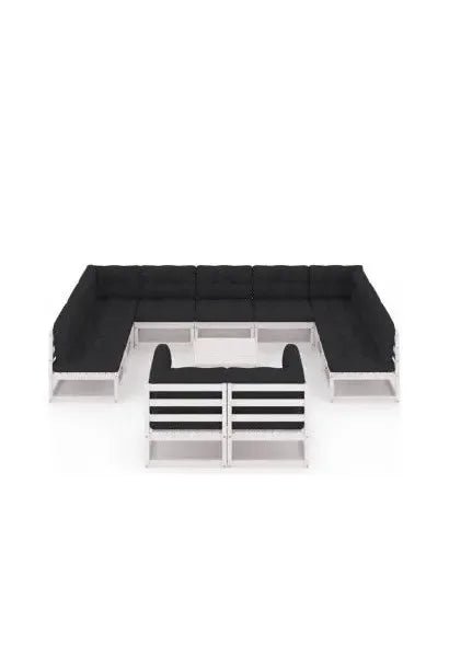 Conjunto de jardín de 11 sofás con cojines y una mesa de madera color banco y gris de vidaXL