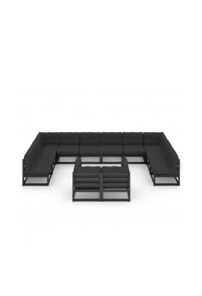 Juego de muebles para el jardín con 12 piezas fabricadas en madera de pino negro de vidaXL