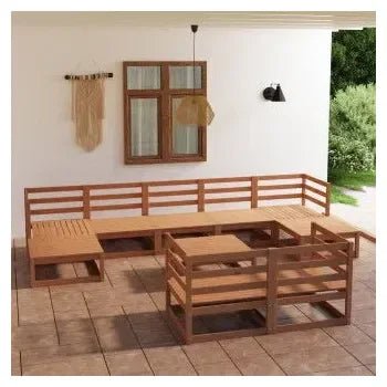 Conjunto para jardín de sofás modulares y mesa con acabado marrón tono miel de vidaXL 2