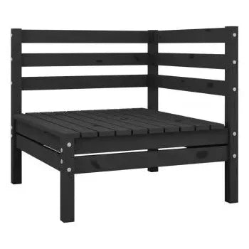Juego de muebles de jardín de 4 piezas fabricadas en madera de pino en color negro de vidaXL 3