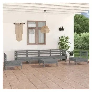 Juego de sillones y mesa para jardín de 6 plazas madera de pino maciza gris de vidaXL 9