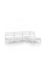 Solid Pine Wood Garden Sofa and Table Set in White Finish by vidaXL