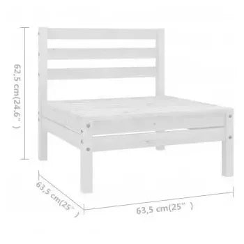 Conjunto de sofás y mesa para jardín de madera de pino maciza con un acabado en color blanco de vidaXL 6