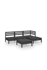 Garden Sofa Set with Footrests and Table, Made of Solid Pine Wood in Black by vidaXL