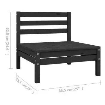 Juego de sofás reposapiés y mesa de jardín fabricados en madera maciza de pino en color negro de vidaXL 6