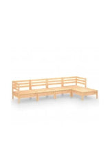Juego de muebles de jardín de 5 plazas con sofás y reposapiés en madera maciza de pino acabado natural de vidaXL