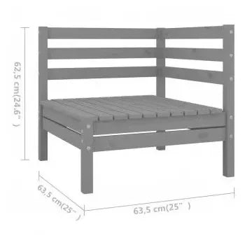 Conjunto de muebles para exterior hechos de madera de pino con acabado gris de vidaXL 7