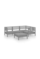 5-piece outdoor furniture set made of solid pine wood gray