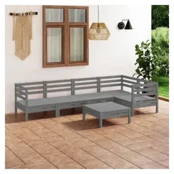 Conjunto de muebles para jardín hechos de madera maciza de pino con acabado gris de vidaXL 2