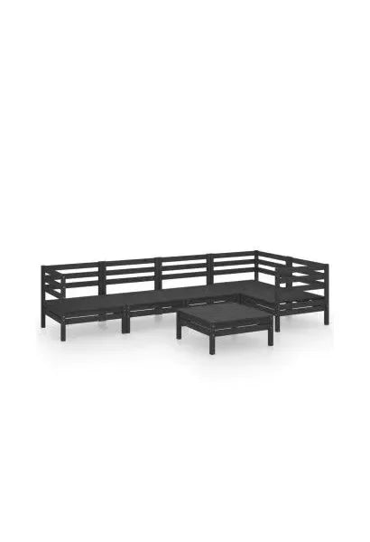 Juego de 5 sofás y mesa de jardín fabricados en madera de pino maciza en color negro de vidaXL