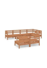 8-piece garden furniture set made of solid pine wood with a honey brown finish by vidaXL