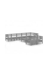 9-piece garden furniture set, 63.5 cm, grey, solid pinewood by vidaXL