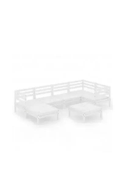 Conjunto de mesa y sofá modular de 7 piezas de madera de pino maciza blanco de vidaXL