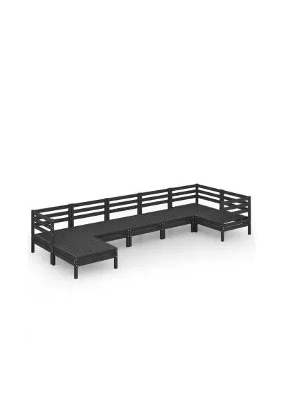 Pack de 7 piezas para jardín fabricadas en madera de pino maciza con acabado en negro de vidaXL